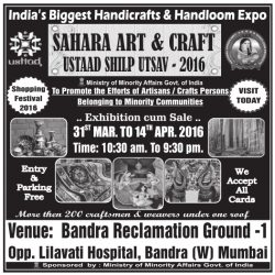 Sahara Art Craft Ad in TOI Mumbai on 8-4-2016
