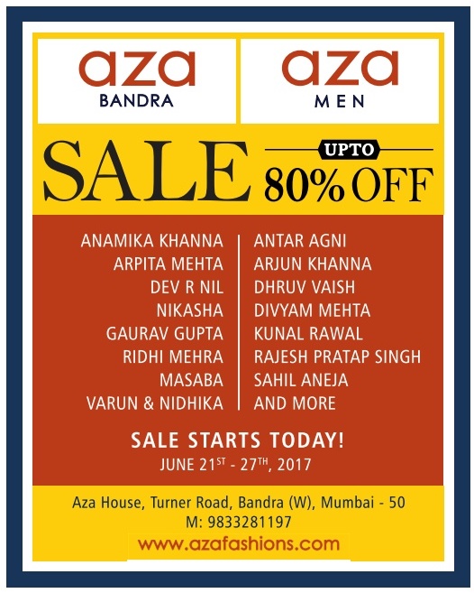 Aza Bandra - Aza Men Sale upto 80% Off Ad - Advert Gallery
