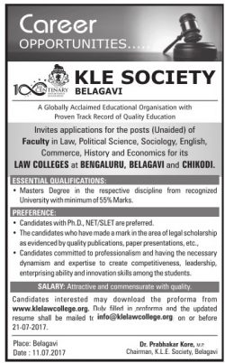 kle-society-belagavi-career-opportunities-ad-times-ascent-bangalore-12-07-2017