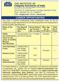 the-institute-of-company-secretaries-of-india-career-opportunities-ad-times-ascent-bangalore-12-07-2017