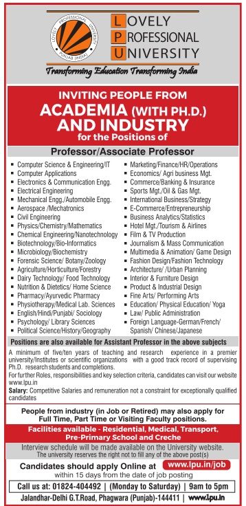 View Lovely Professional University Advertisement in Newspapers