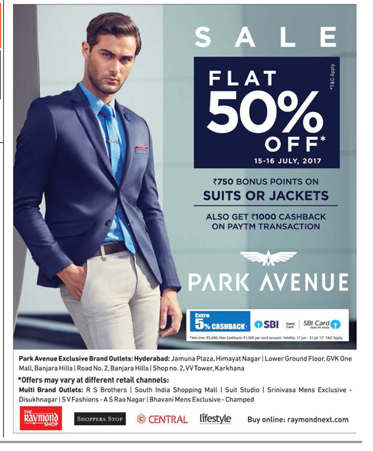 Park Avenue Sale Flat 50% Off Ad - Advert Gallery