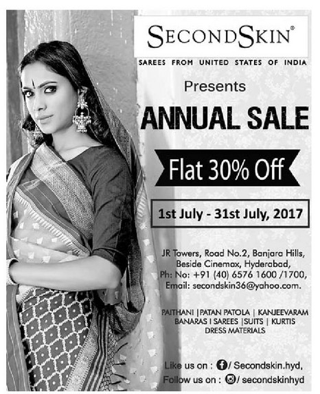second-skin-annual-sale-ad-deccan-chronicle-hyderabad-28-06-2017 | Annual  sale, Second skin, Annual