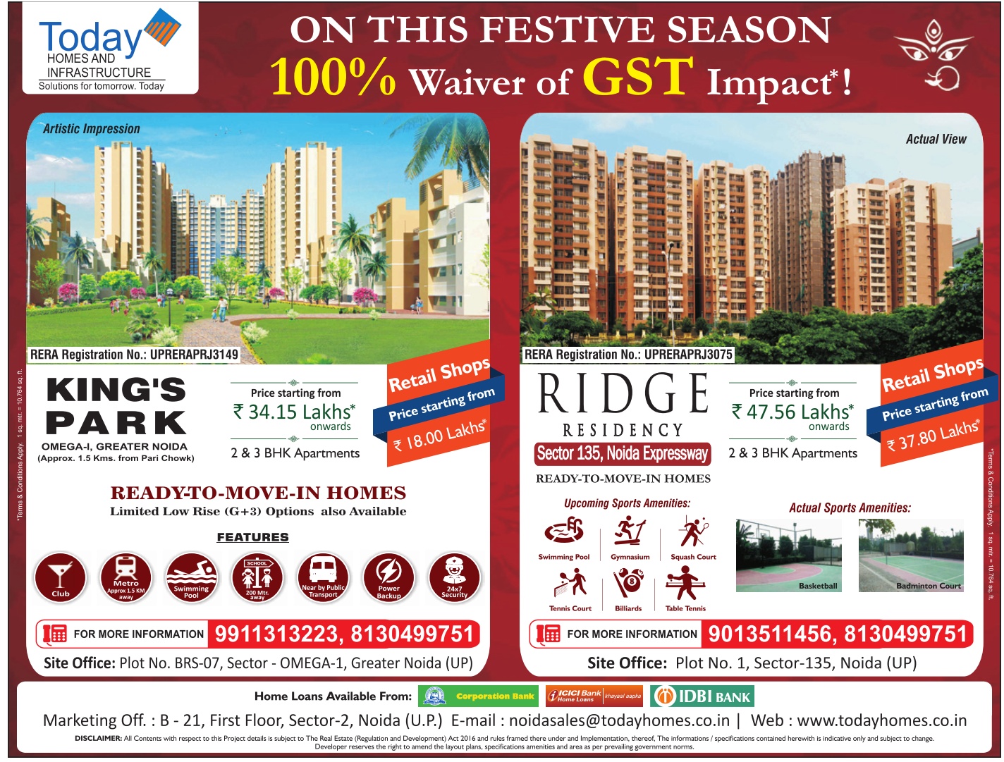 Today Homes And Infrastructure On This Festive Season 100% Waiver On ...