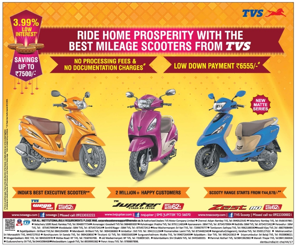 Tvs Ride Home Prosperity With The Best Mileage Scooters From Tvs No ...
