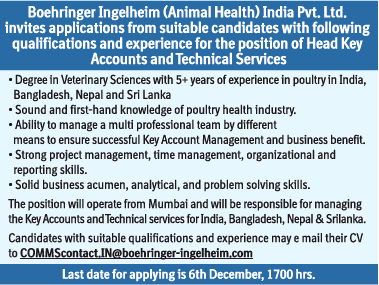 Boehringer Ingelheim India Pvt Ltd Invites Applications Ad - Advert Gallery