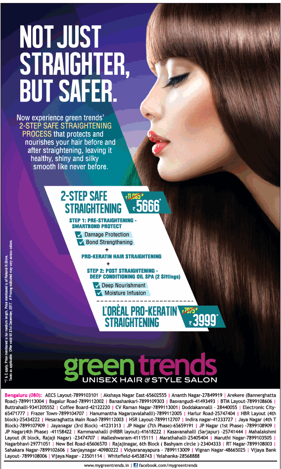 Green Trends Unisex Hair And Style Salon Not Just Straighter But Safer Ad -  Advert Gallery