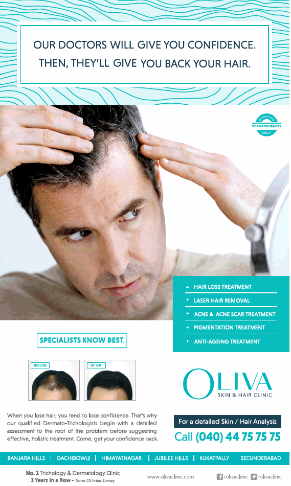 Oliva Skin And Hair Clinic Our Doctors Will Give You Confidence Then They  Will Give You Back Your Hair Ad - Advert Gallery