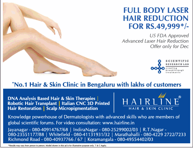 Hairline Hair And Skin Clinic Full Body Laser Hair Reduction For Rs 49999  Ad - Advert Gallery