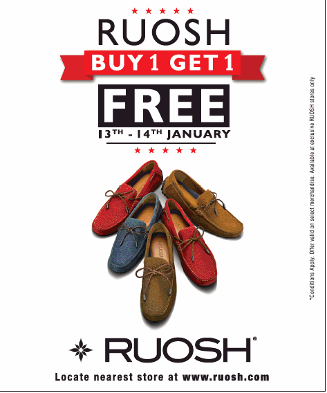 Ruosh Shoes Buy 1 Get 1 Free 13Th To 14Th January Ad - Advert Gallery