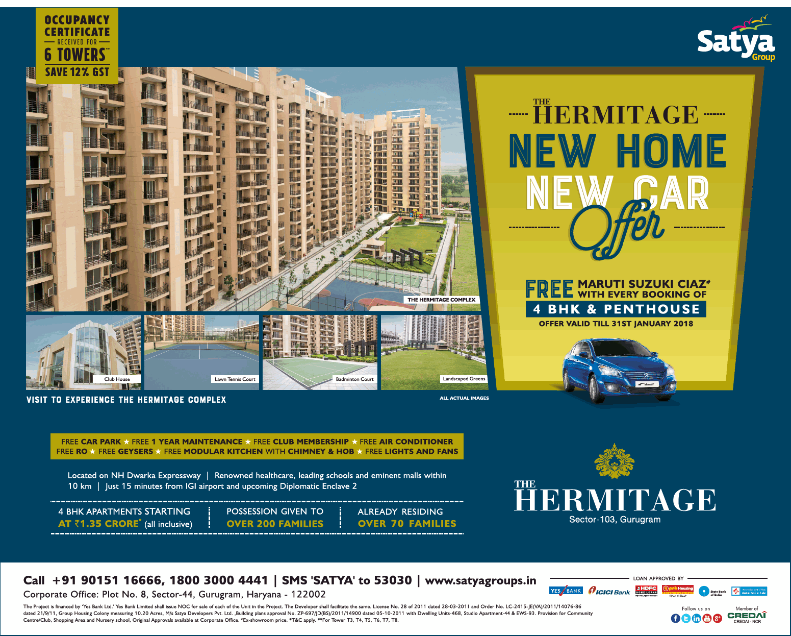Satya The Hermitage New Home New Car Offer Ad - Advert Gallery
