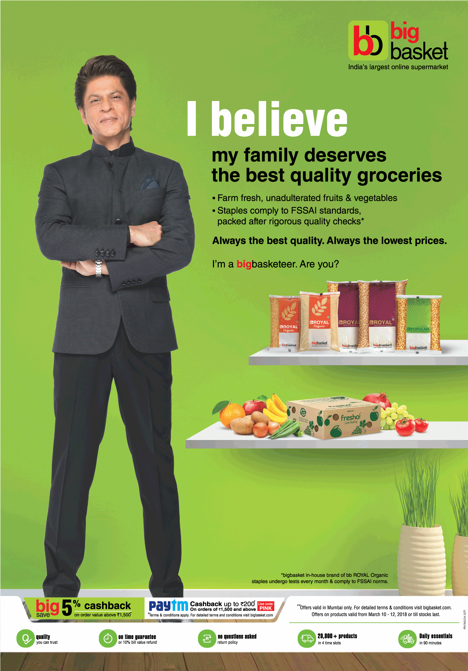 Big Basket Indias Online Shoppingmarket I Believe My Family Deserves The  Best Quality Groceries Ad - Advert Gallery