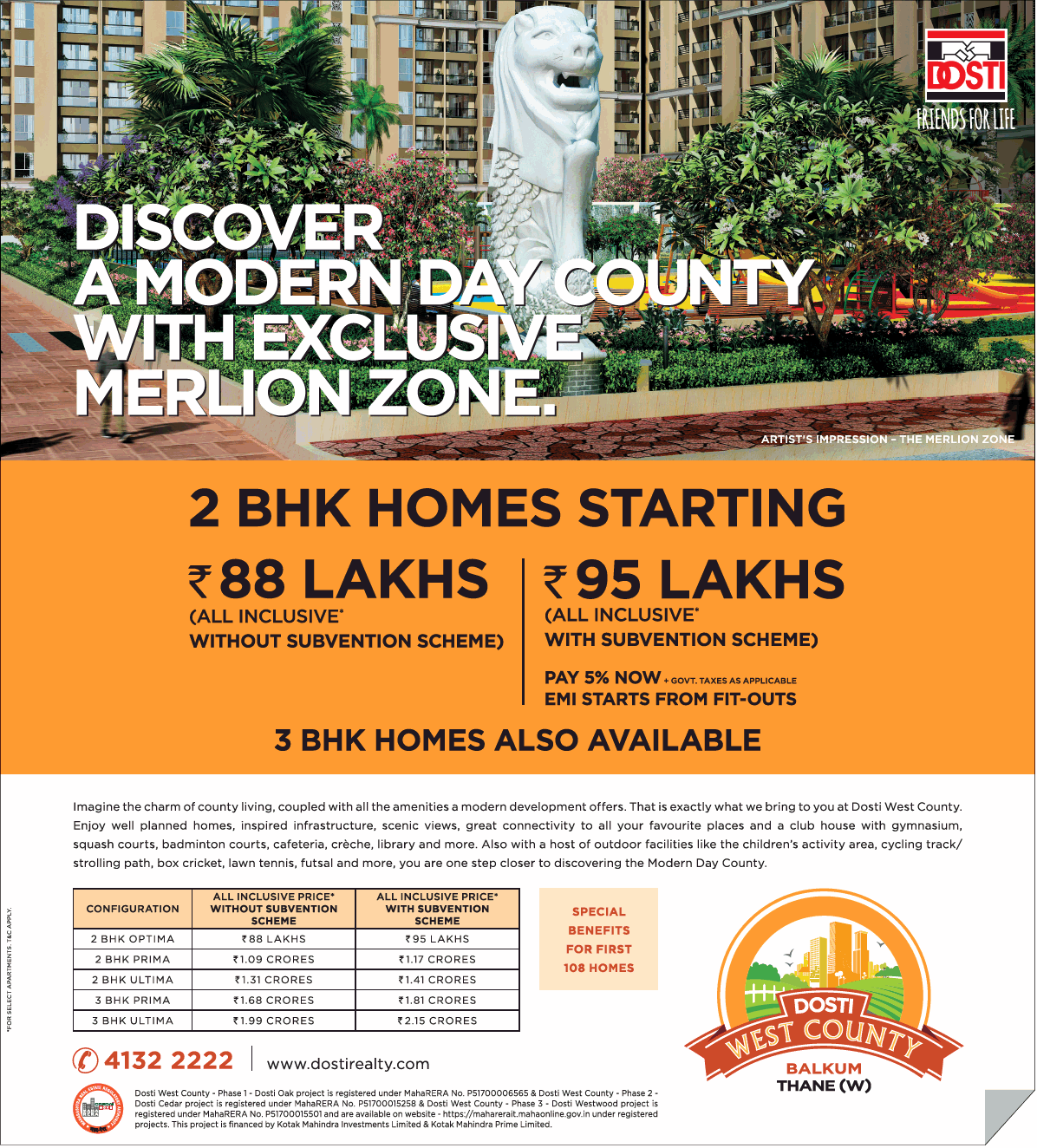Dosti Discover A Modern Day County With Exclusive Merlion Zone Ad ...