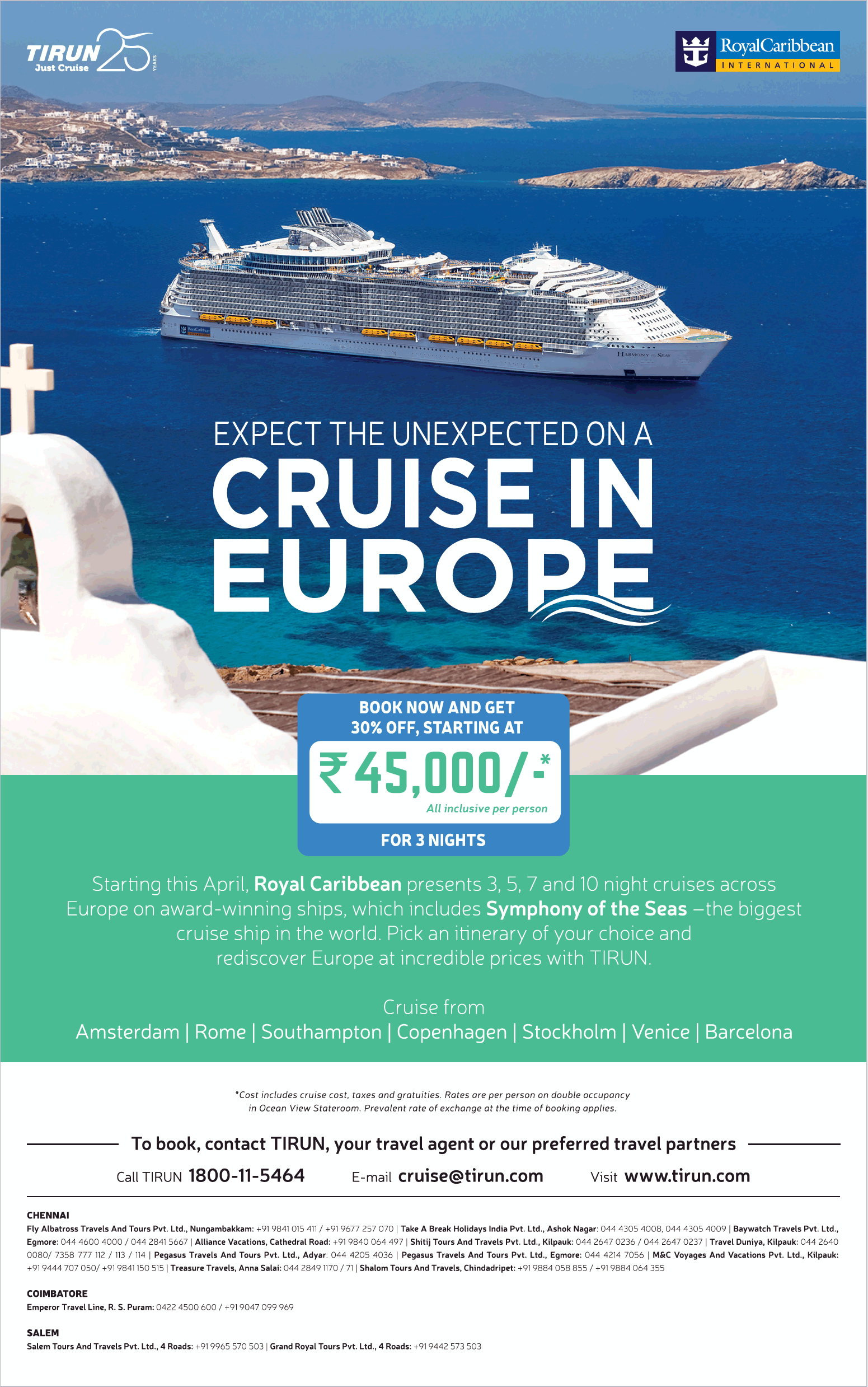 Royal Caribbean Expect The Unexpected On A Cruise In Europe Ad Advert 