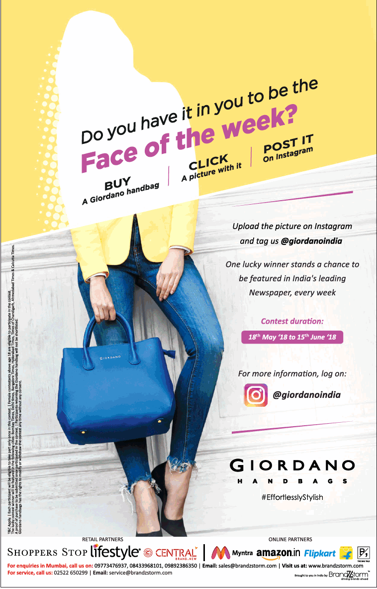 Giordano Handbags End Of Season Sale Upto 50% Off Ad - Advert Gallery