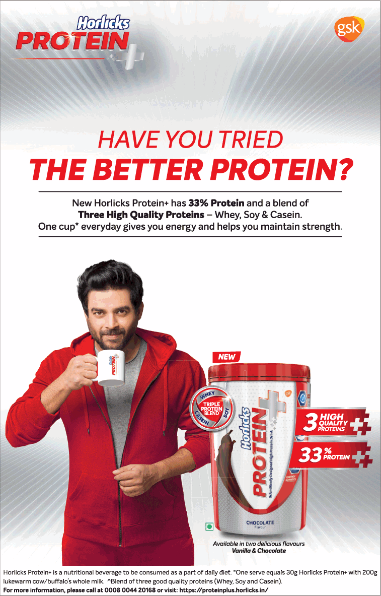 Horlicks Protein Plus 33% Protein Ad - Advert Gallery