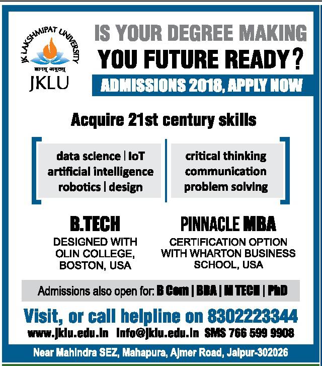 Jklu Is Your Degree Making You Future Ready Admissions 2018 Apply Now ...