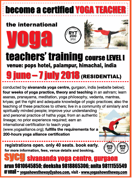 Sivananda Yoga Center Gurgaon Ad