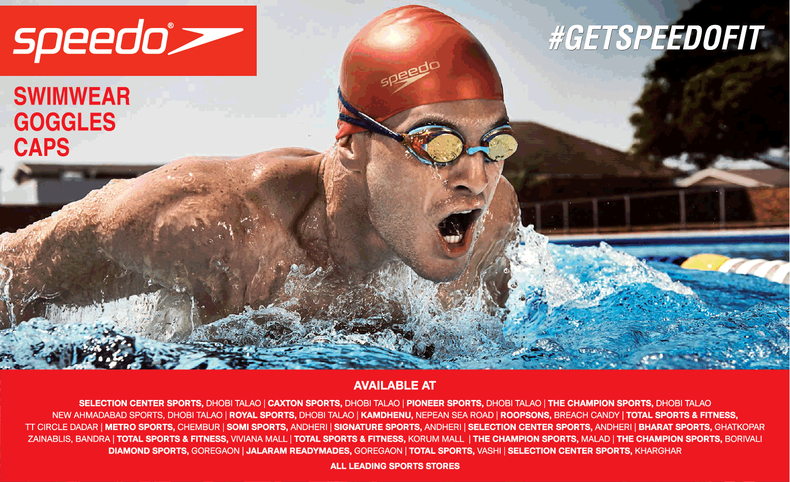 Speedo Swimmer Goggles Caps Ad Advert Gallery