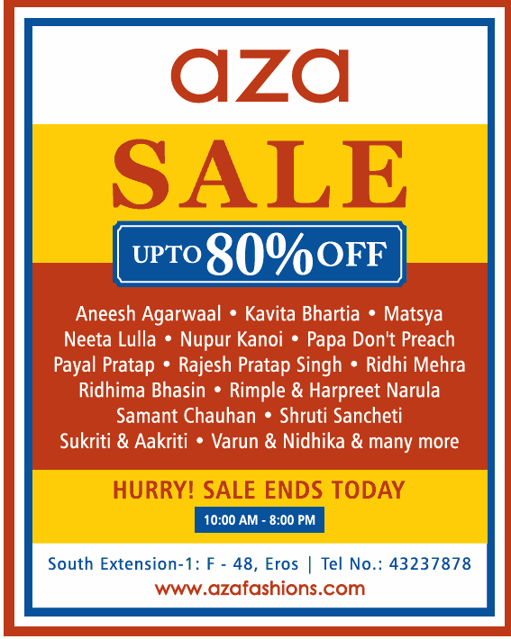 Azafashions Com Aza Sale Upto 80% Off Ad - Advert Gallery