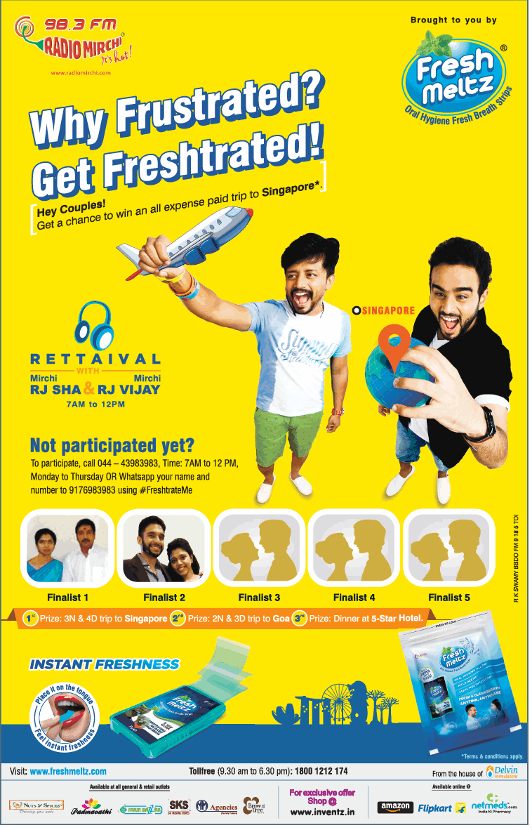 Specialist Repeated club Fresh Meltz Radio Mirchi 98.3 Fm Why Frustrated Get Freshtrated Ad - Advert  Gallery