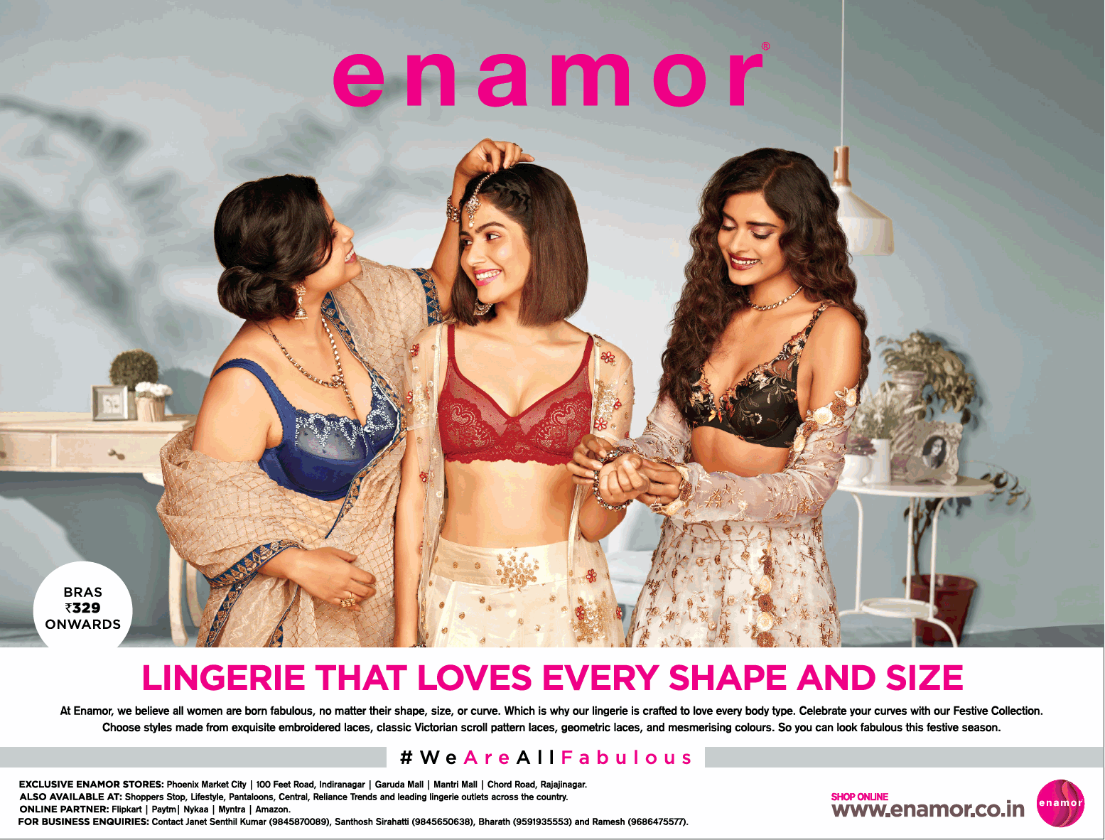 Buy Enamor women's full cover classic bra online at -Black