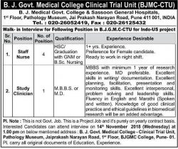 B J Govt Medical College Clinical Trail Unit Walk In Interview Ad in Sakal Pune