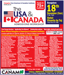 Canam The Usa And Canada Admissions Workshop Ad in Times of India Bangalore