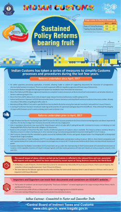 Indian Customs Sustained Policy Reforms bearing Fruit - Central Board Of Indirect Taxes And Customs Ad