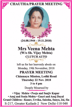 chautha-prayer-meeting-mrs-veena-mehta-ad-times-of-india-delhi-22-11-2018.png