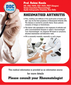 Doc Talks by Prof Rohini Handa on Rheumatoid Arthritis Ad in Times of India Delhi