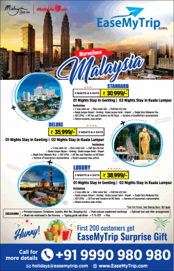 Easemytrip Com Marvellous Malaysia Ad in Times of India Delhi