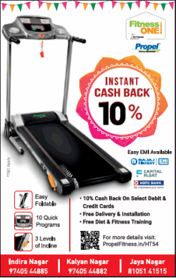 Fitness One Tread Mill Instant Cash Back 10% Ad