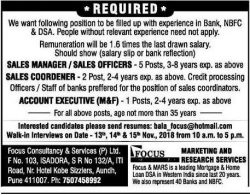 Focus Consultancy And Services P Ltd Required Ad in Sakal Pune