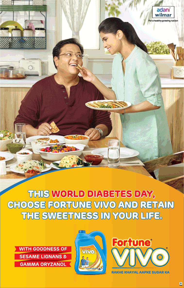 Fortune Vivo World Diabetes Day Advertisement in Bombay Times Newspaper
