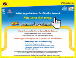 GAIL invites Partners for Online Capacity Booking under Common Carrier in its Natural Gas Pipeline Network Advertisement in Times of India Mumbai