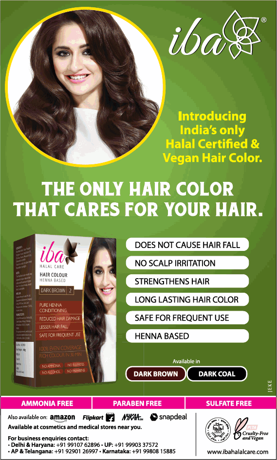 Iba Introducing Indias Only Halal Certified And Vegan Hair Color Ad in  Times of India Bangalore - Advert Gallery