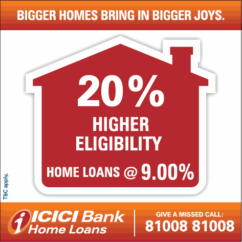 ICICI Bank Home Loans Bigger Homes Bring Bigger Joys Ad in Times of India Bangalore