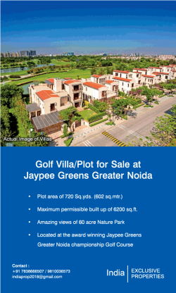 Jaypee Greens India Exclusive Properties Ad