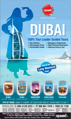Kesari Dubai 100% Tour Leader Guided Tours Ad in Times of India Bangalore