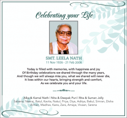 Leela Nath Obituary Ad