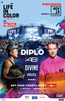 Life In Color India Diplo & Divine Get your tickets now Ad in Times of India Delhi