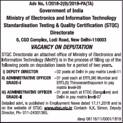 Ministry Of Electronics And Information Technology Vacancy Ad