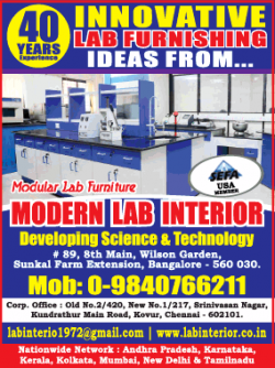 Modular Lab Furniture 40 Years Experiences Lab Furnishing Ideas Ad in Times of India Bangalore