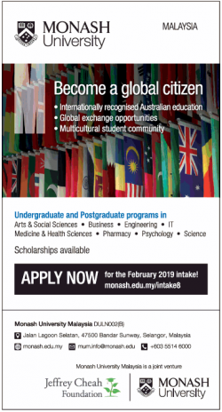Monash University Malaysia Admissions Open Ad in Times of India Bangalore