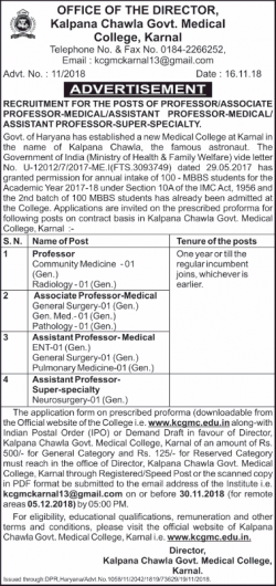 office-of-the-director-kalpana-chawla-govt-medical-college-karnal-recruitment-ad-times-of-india-delhi-20-11-2018.png