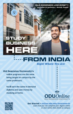 Old Dominion University Study Business Here Ad in Times of India Bangalore