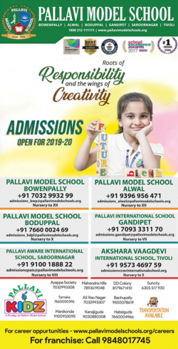 Pallavi Model School Admissions Open for 2019-20 Ad in Deccan Chronicle Hyderabad