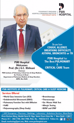 Psri Hospital Welcomes Prof Dr G C Khilnani Ad