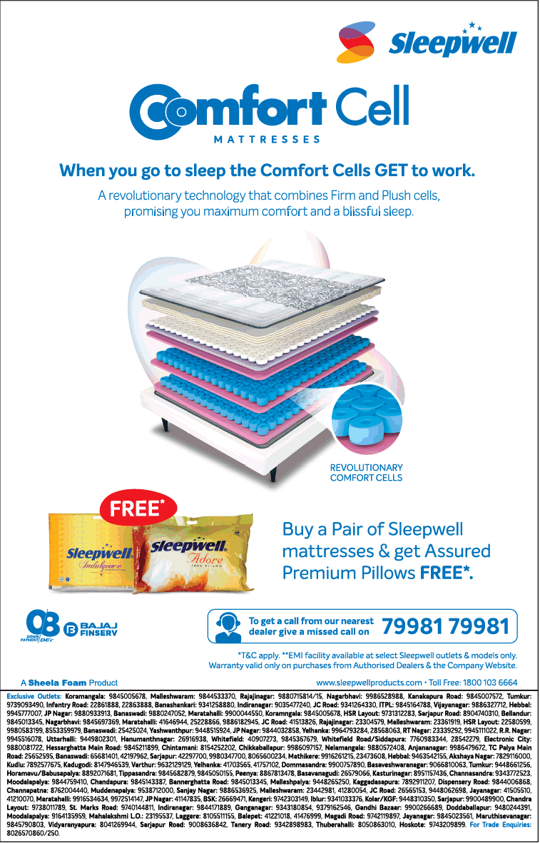 sleepwell-comfort-cell-premium-pillows-free-ad-times-of-india-bangalore-23-11-2018.png